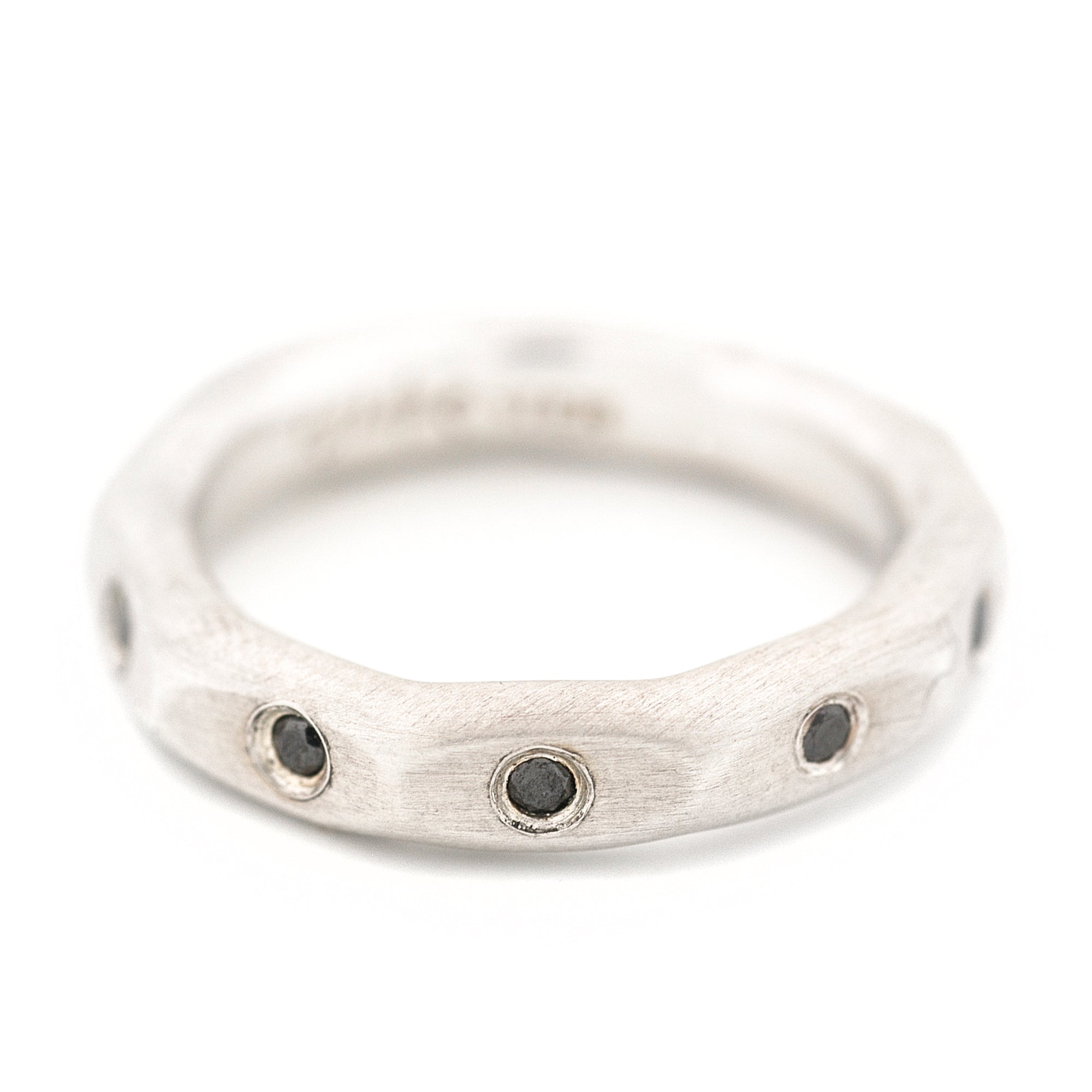 Sterling Stacking Ring with Black Diamonds