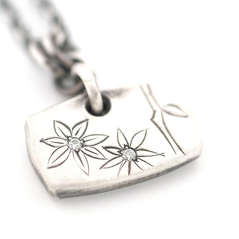 Hand Engraved Flowers, Bead Set with White Diamonds