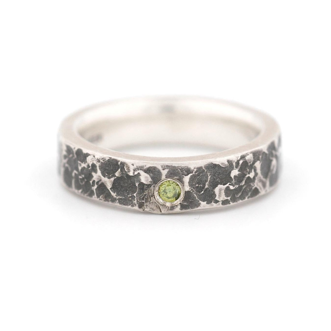 Sterling Silver Green Diamond Ring
