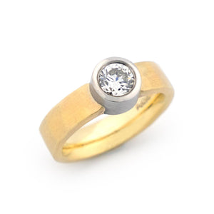 Gold + Palladium Diamond Solitaire Ring