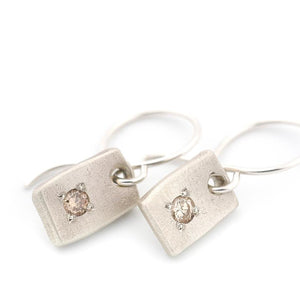 Champagne Diamond Rectangle Drop Earrings - John Paul Designs