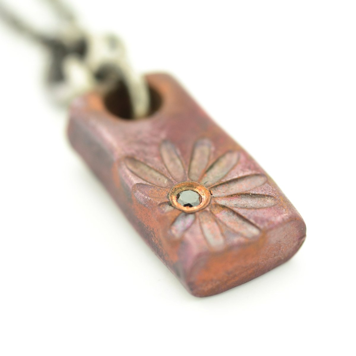 Copper Chunk with Flower and Black Diamond - John Paul Designs