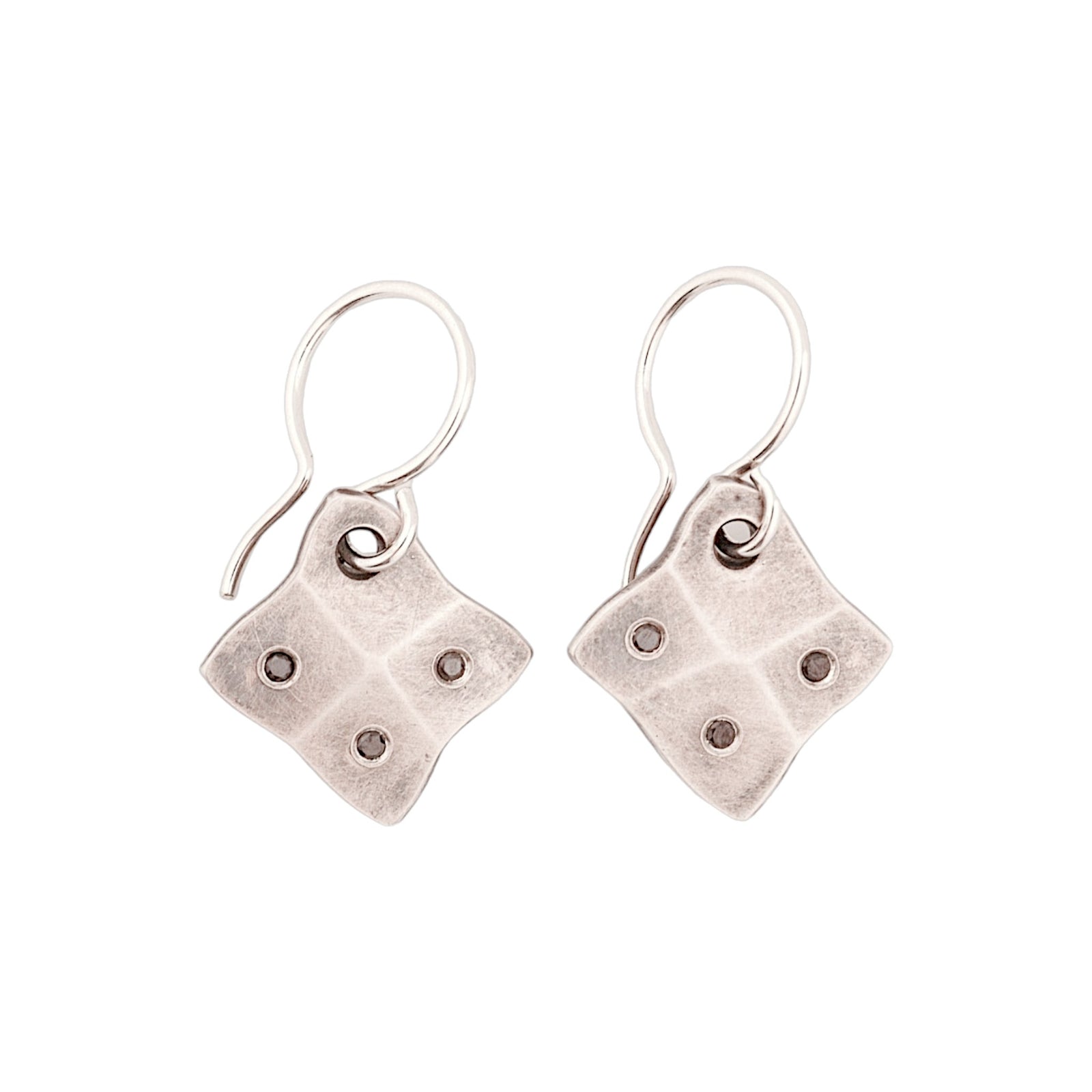 Diamond Shaped Tile Earrings with Black Diamonds