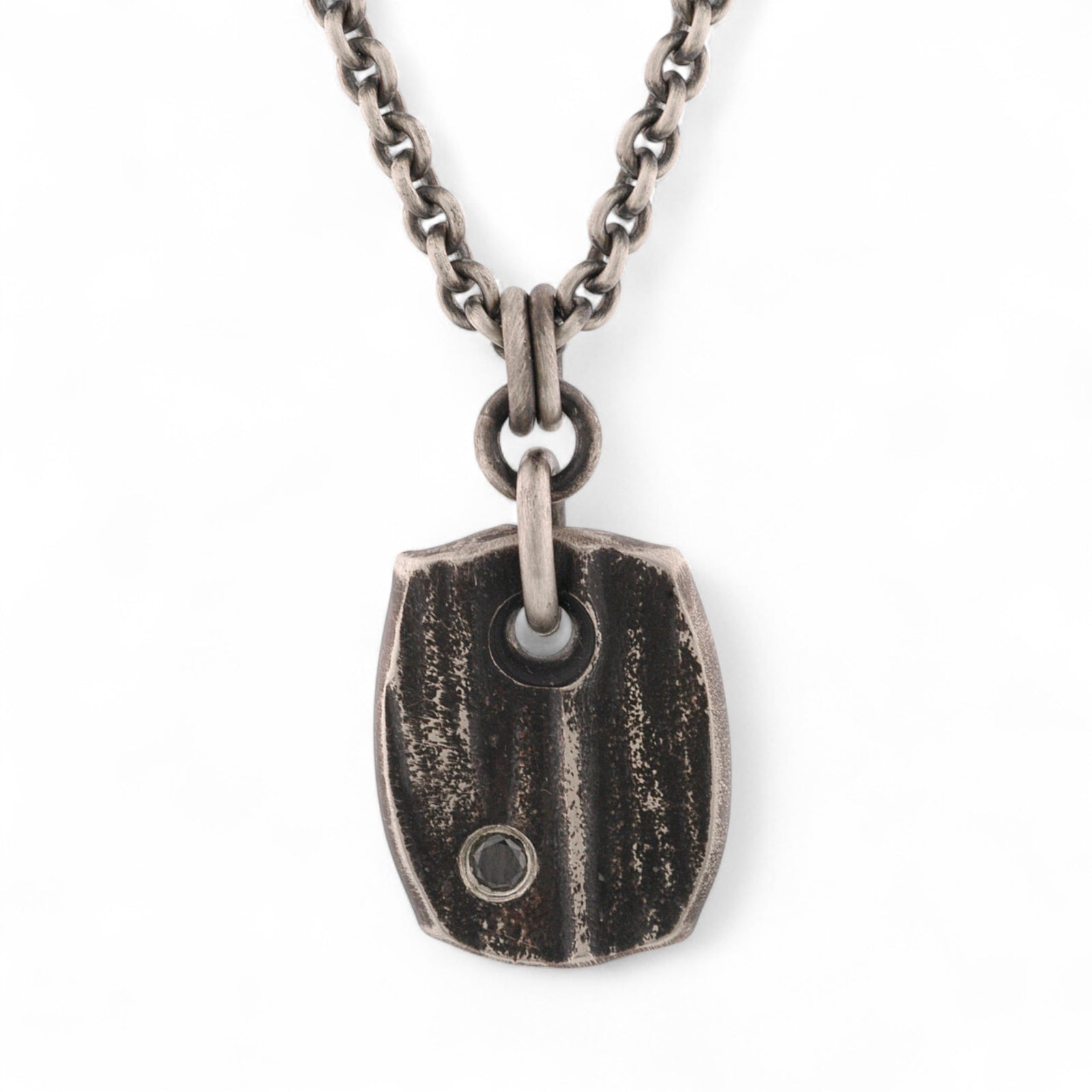 Reversible Sterling Silver Pendant with a Black Diamond