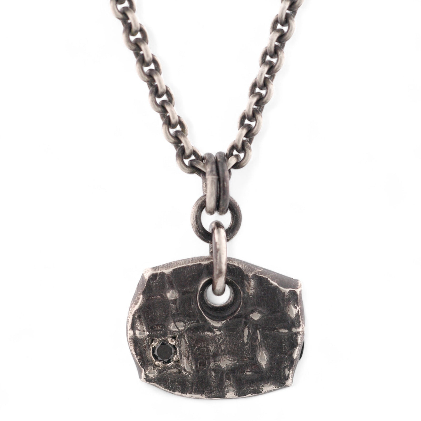 Reversible Sterling Silver Pendant with a Diamond