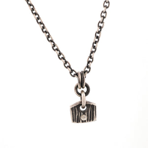 Sterling Silver Rectangular Tile with a Diamond