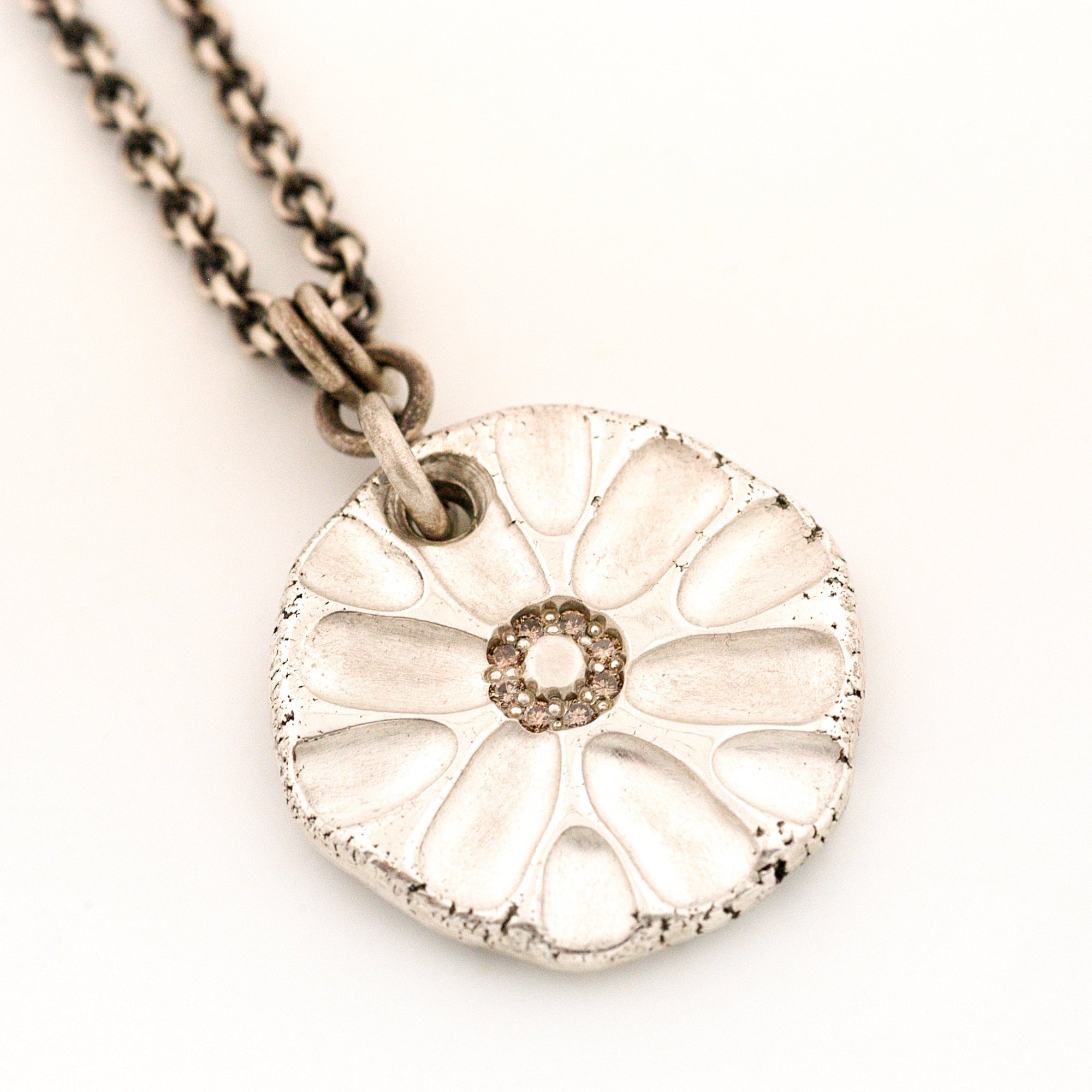 Champagne Diamonds in a Flower Pendant