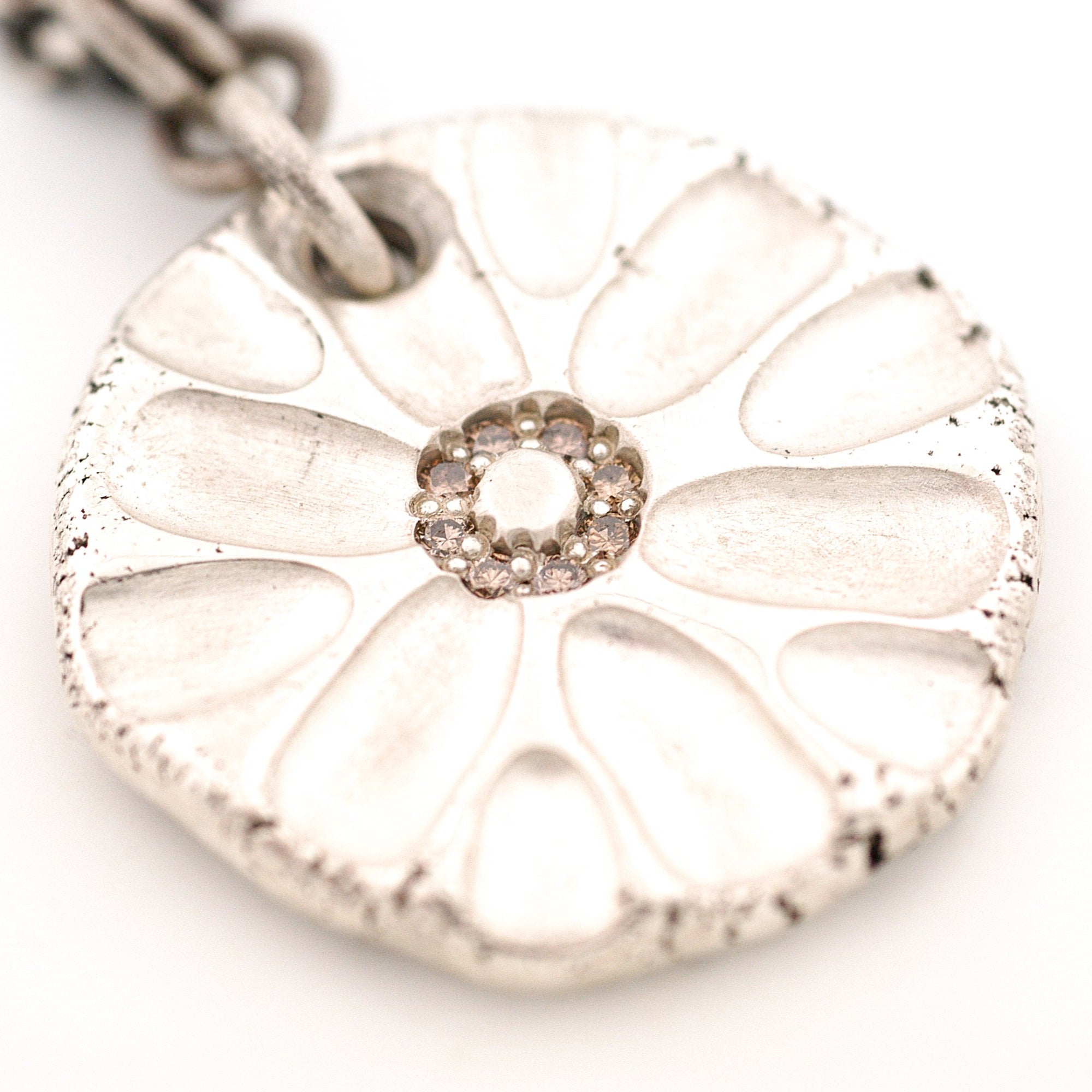 Champagne Diamonds in a Flower Pendant