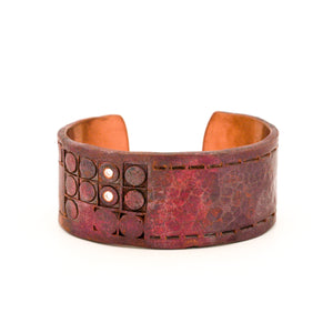 Wide Copper Cuff with Diamonds
