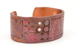 Wide Copper Cuff with Diamonds