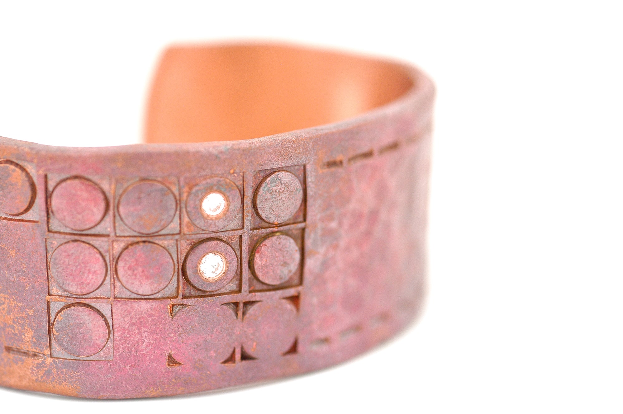 Wide Copper Cuff with Diamonds