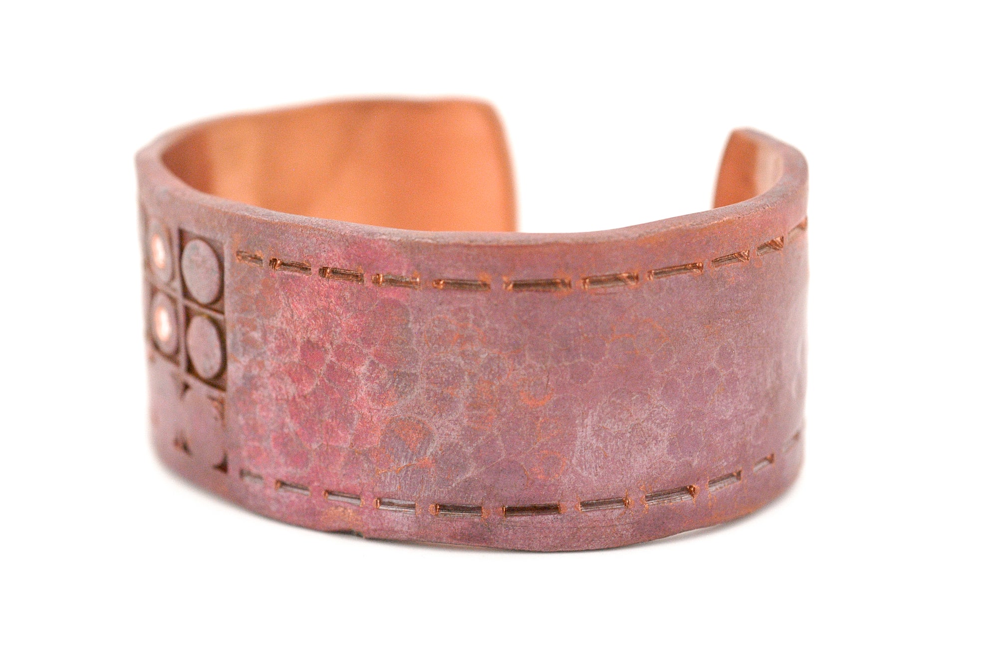 Wide Copper Cuff with Diamonds