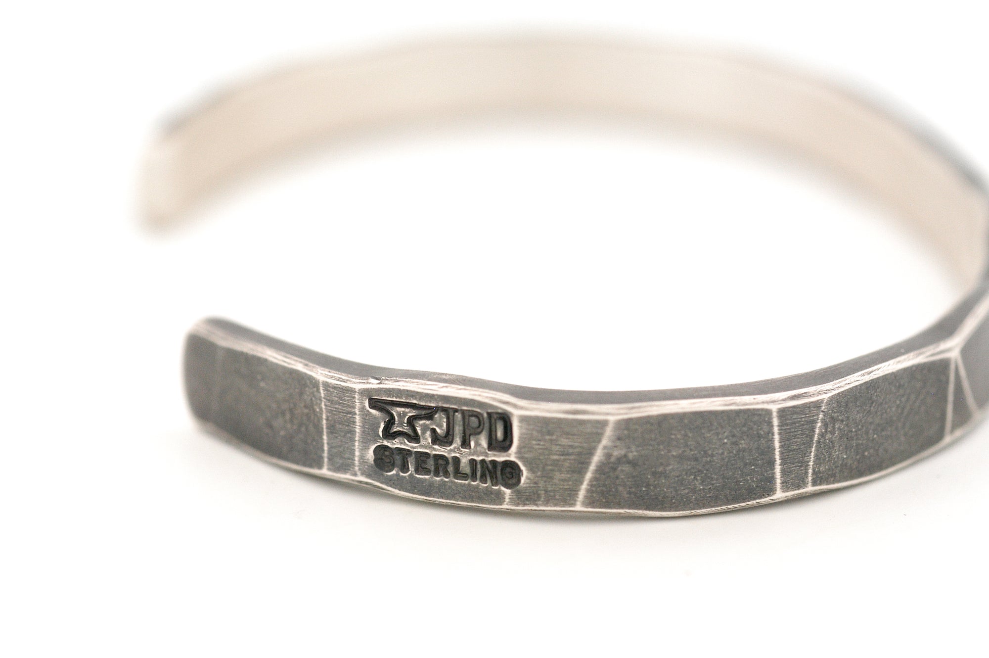 Forged Sterling Silver Cuff with a Blue Diamond