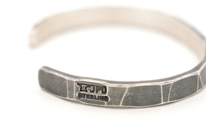 Forged Sterling Silver Cuff with a Blue Diamond