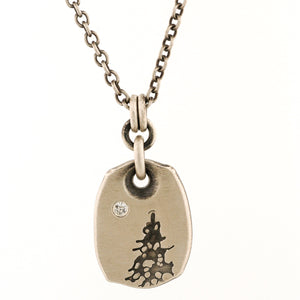 Sterling Silver Pendant with a Pine Tree and a Diamond
