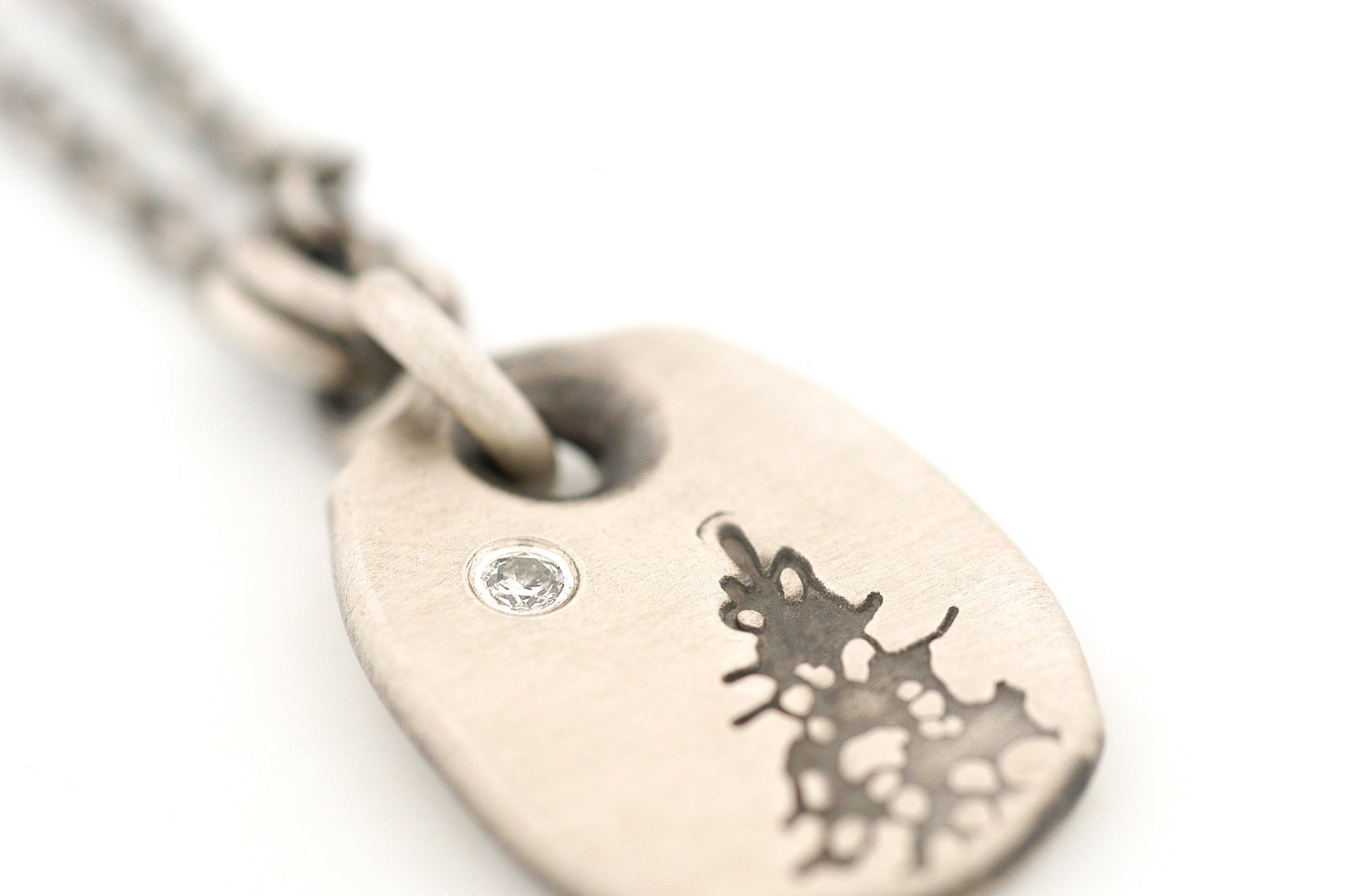 Sterling Silver Pendant with a Pine Tree and a Diamond