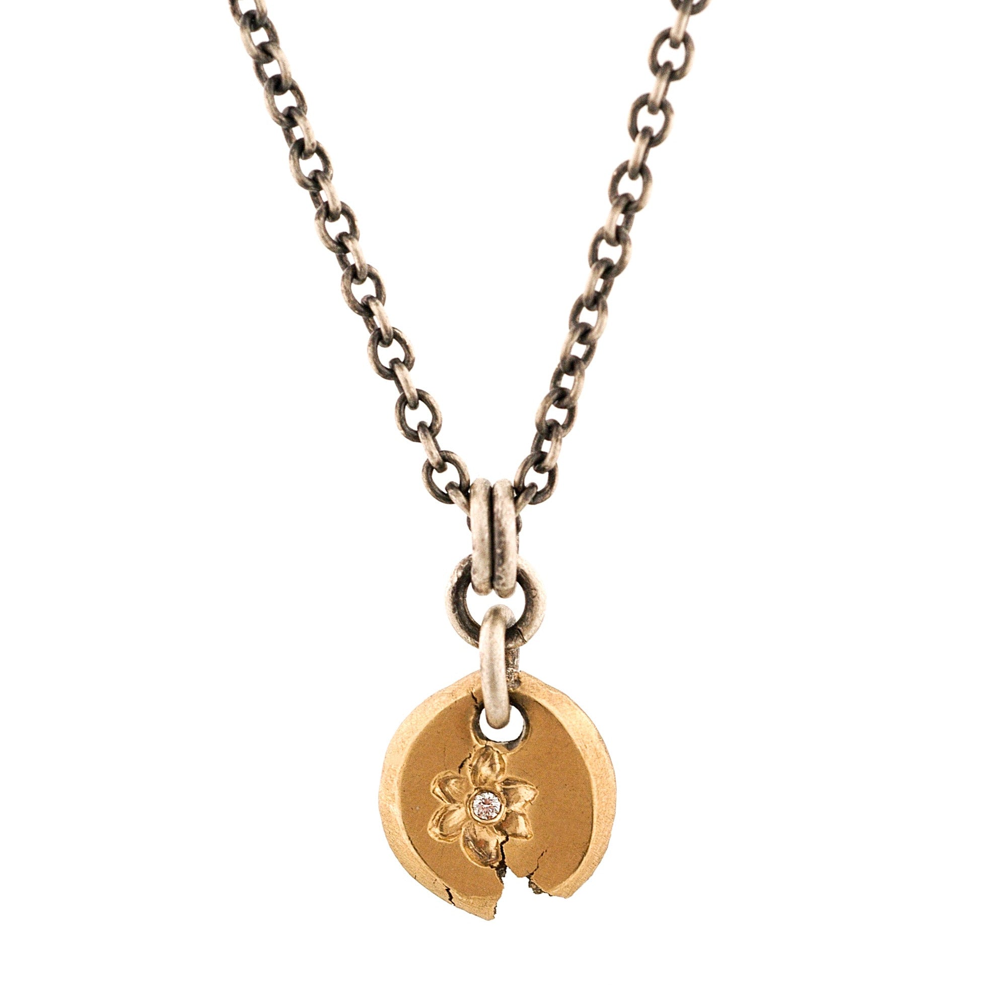 Organic Diamond Flower Gold Pendant