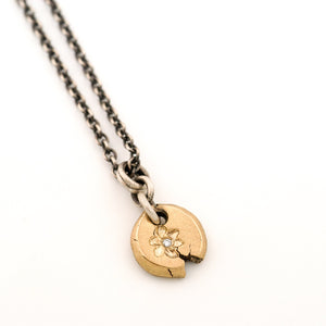 Organic Diamond Flower Gold Pendant