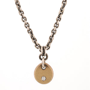 Forged 14K Gold Drop Pendant with an Ideal Cut Diamond