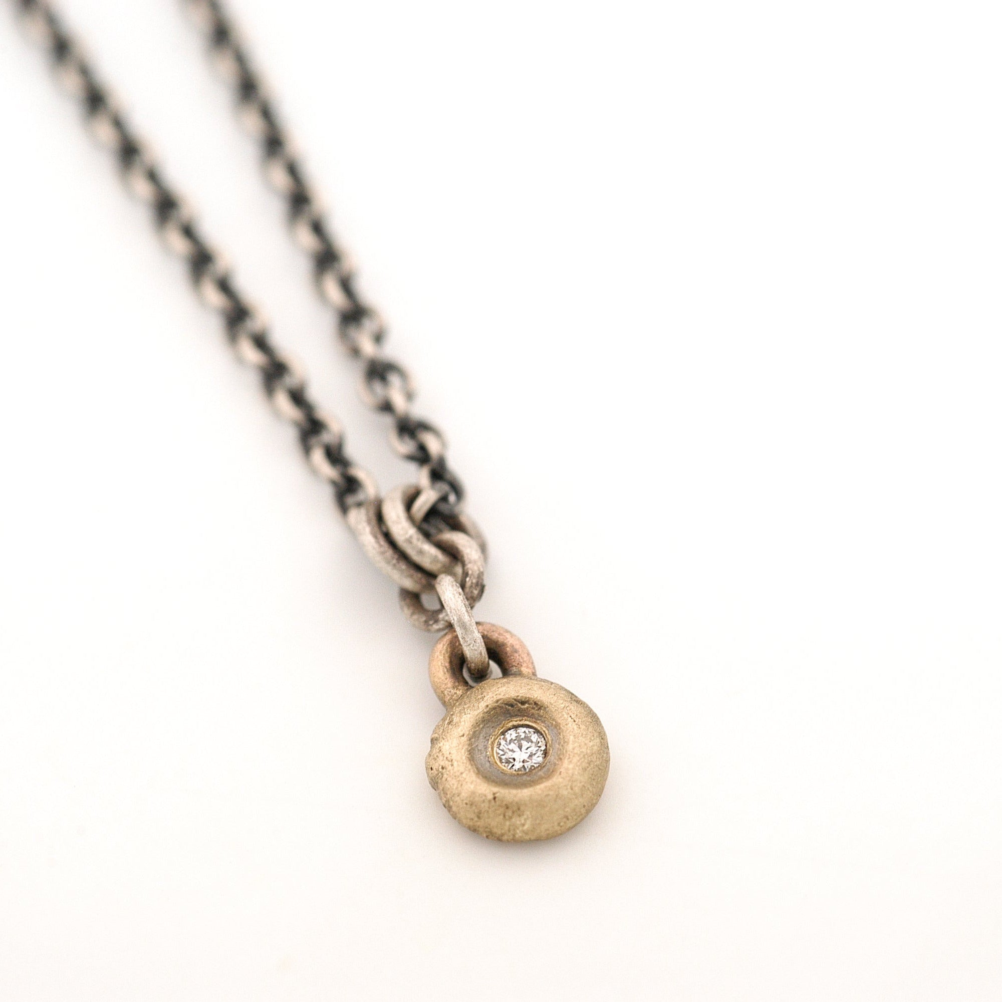 Tiny 14K Gold Drop Pendant with a Diamond