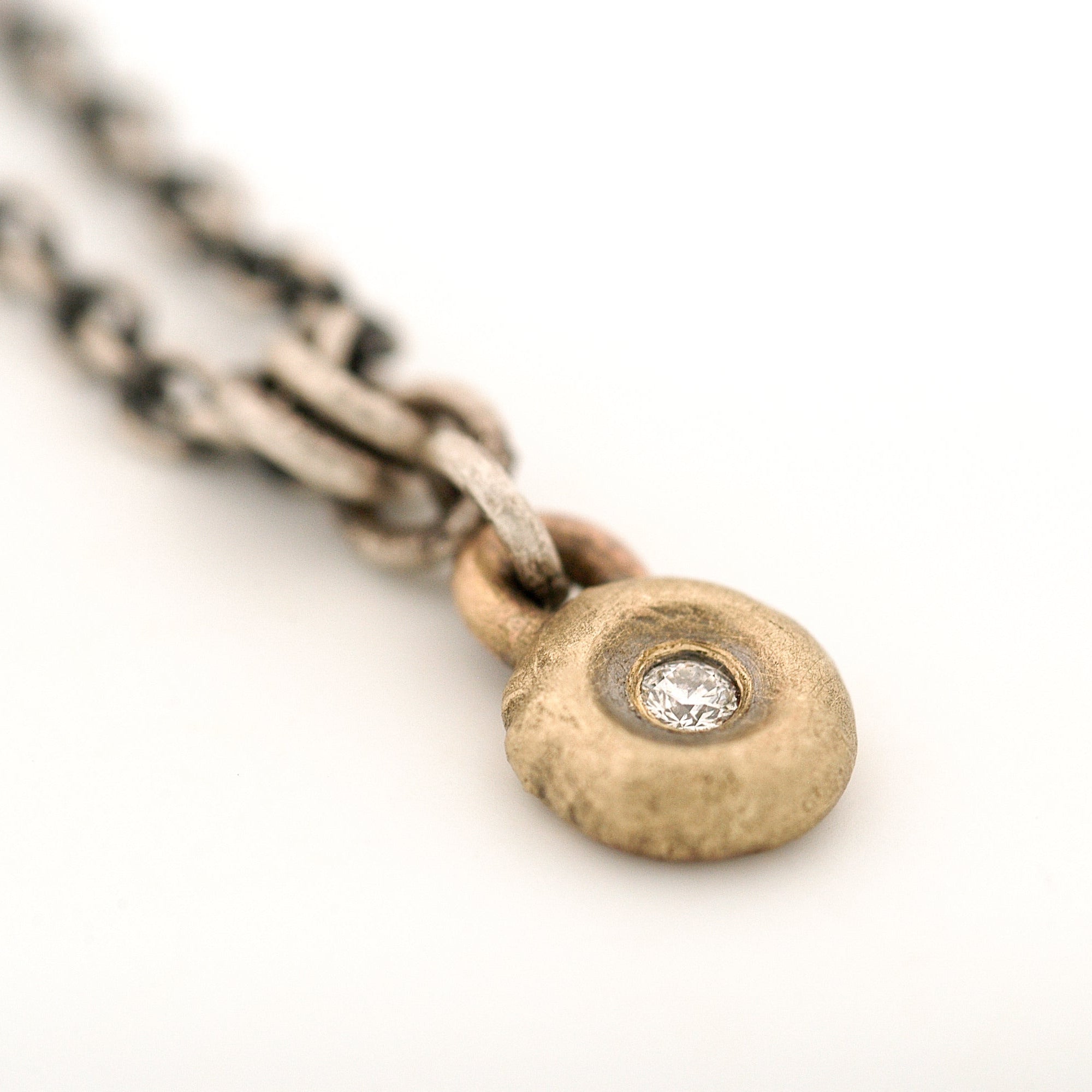 Tiny 14K Gold Drop Pendant with a Diamond