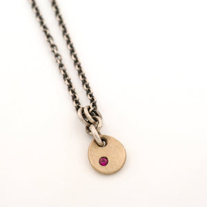 14K Gold Drop Pendant with Ruby