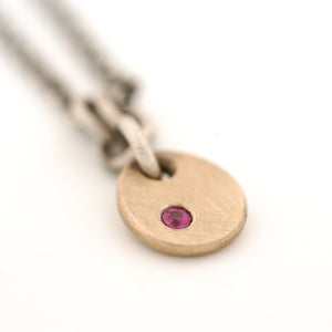 14K Gold Drop Pendant with Ruby
