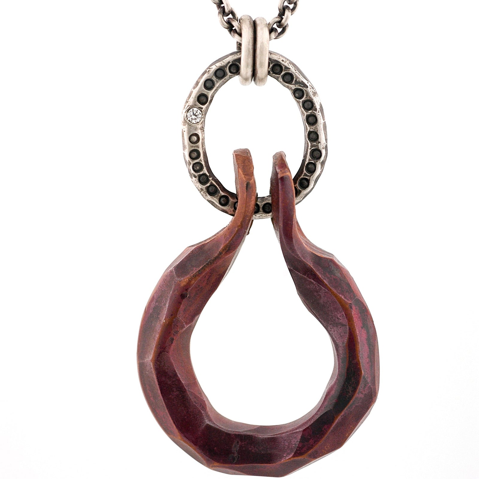 Circle Series Pendant in Copper with a Diamond