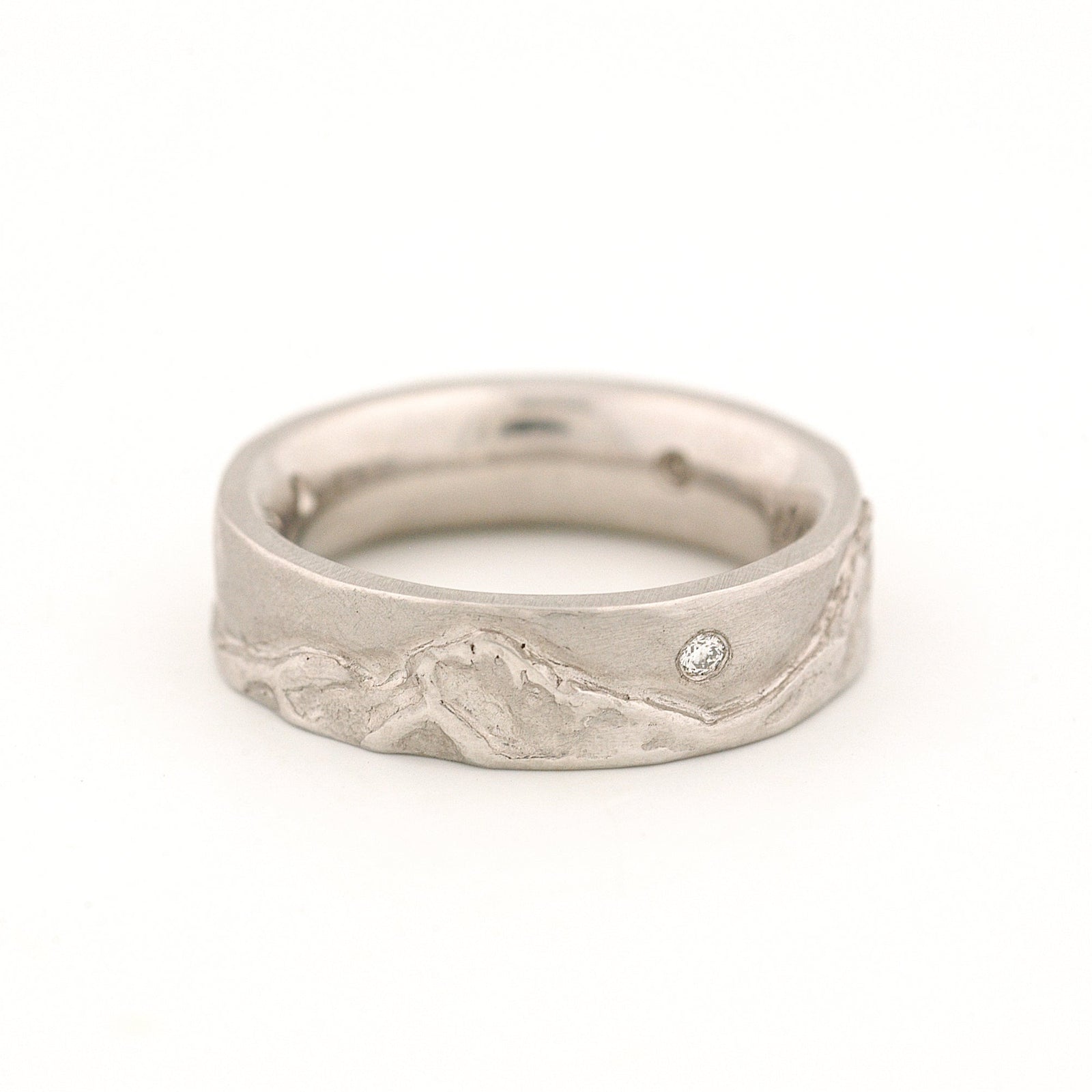 Cascades Mountain Range Platinum Ring with Diamonds