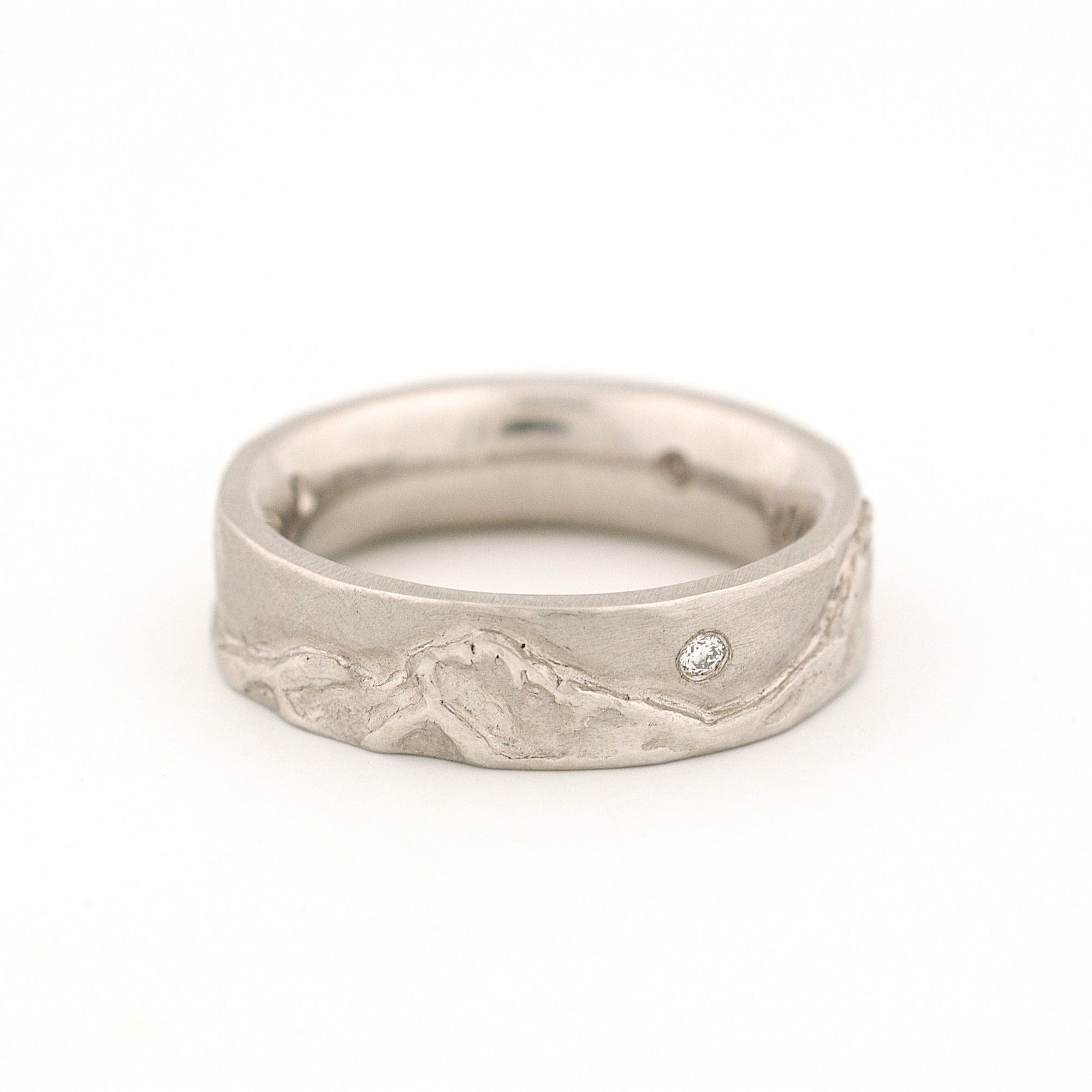 Cascades Mountain Range Platinum Ring with Diamonds