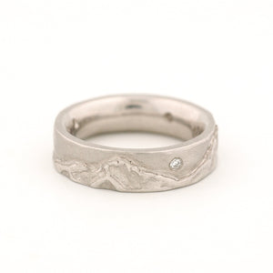 Cascades Mountain Range Platinum Ring with Diamonds