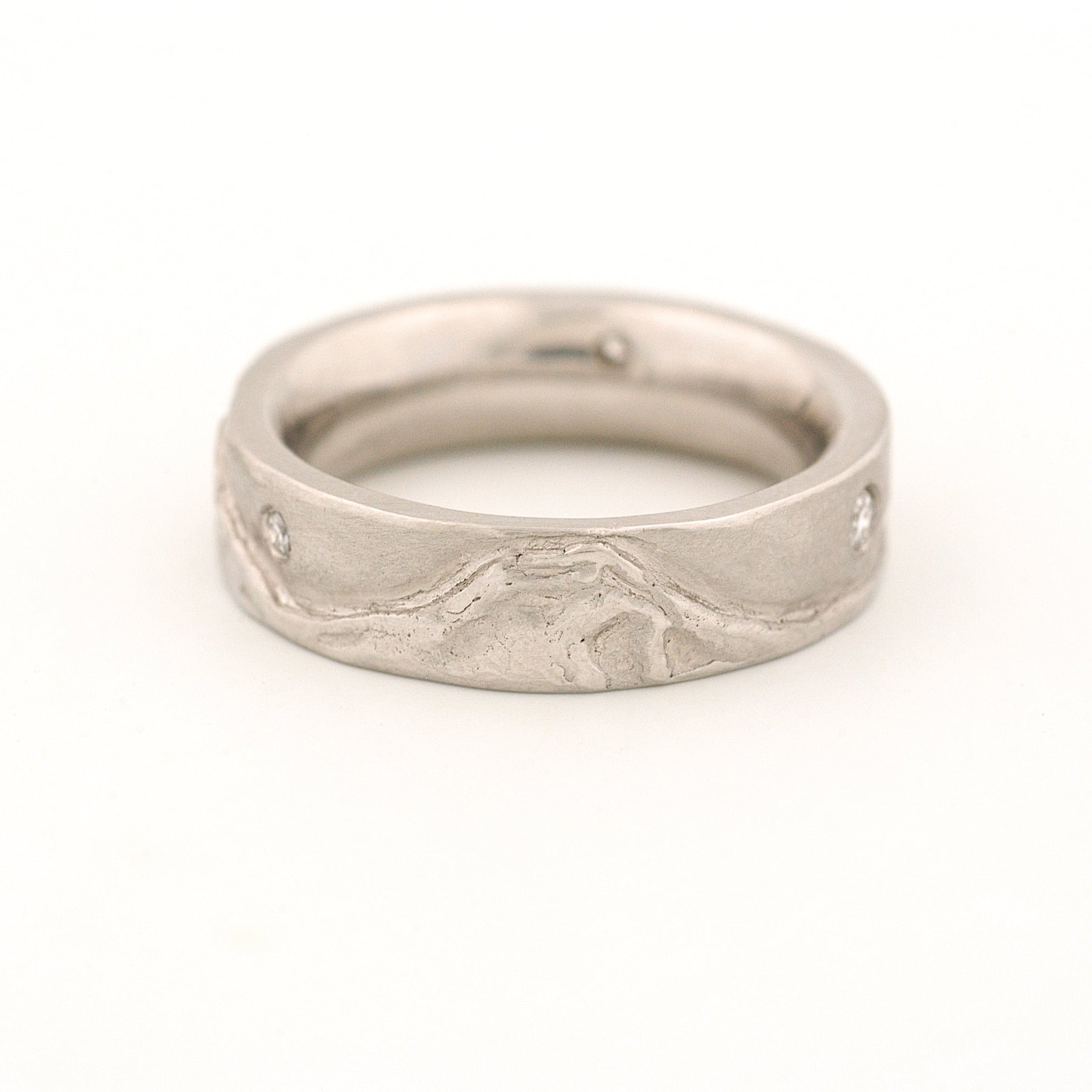 Cascades Mountain Range Platinum Ring with Diamonds