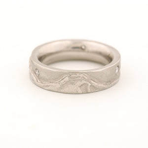 Cascades Mountain Range Platinum Ring with Diamonds