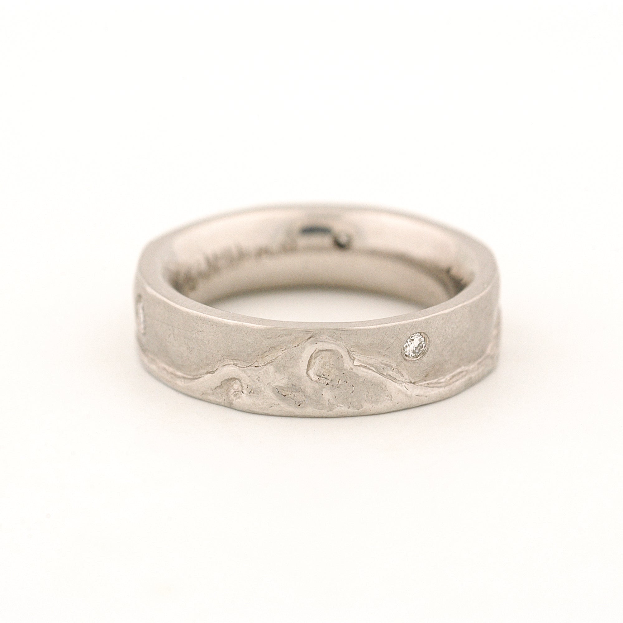 Cascades Mountain Range Platinum Ring with Diamonds
