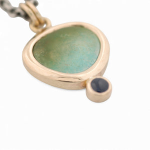 Gold Pendant with a Turquoise and a Blue Sapphire