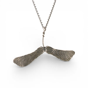 Forged Norway Maple Seeds Sterling Silver Pendant