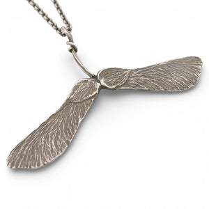 Forged Norway Maple Seeds Sterling Silver Pendant