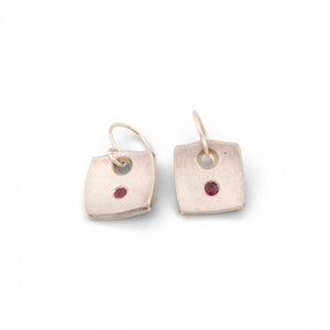 Ruby Sterling Silver Square Tile Earrings