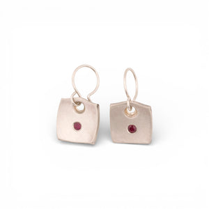 Ruby Sterling Silver Square Tile Earrings
