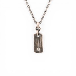 Sterling Silver Rectangular Vertical Pendant with a Diamond