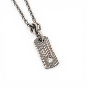 Sterling Silver Rectangular Vertical Pendant with a Diamond