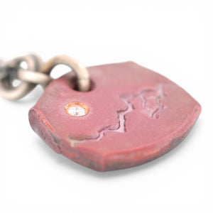 Forged Copper Pendant with Mountain Range and Ideal Diamond