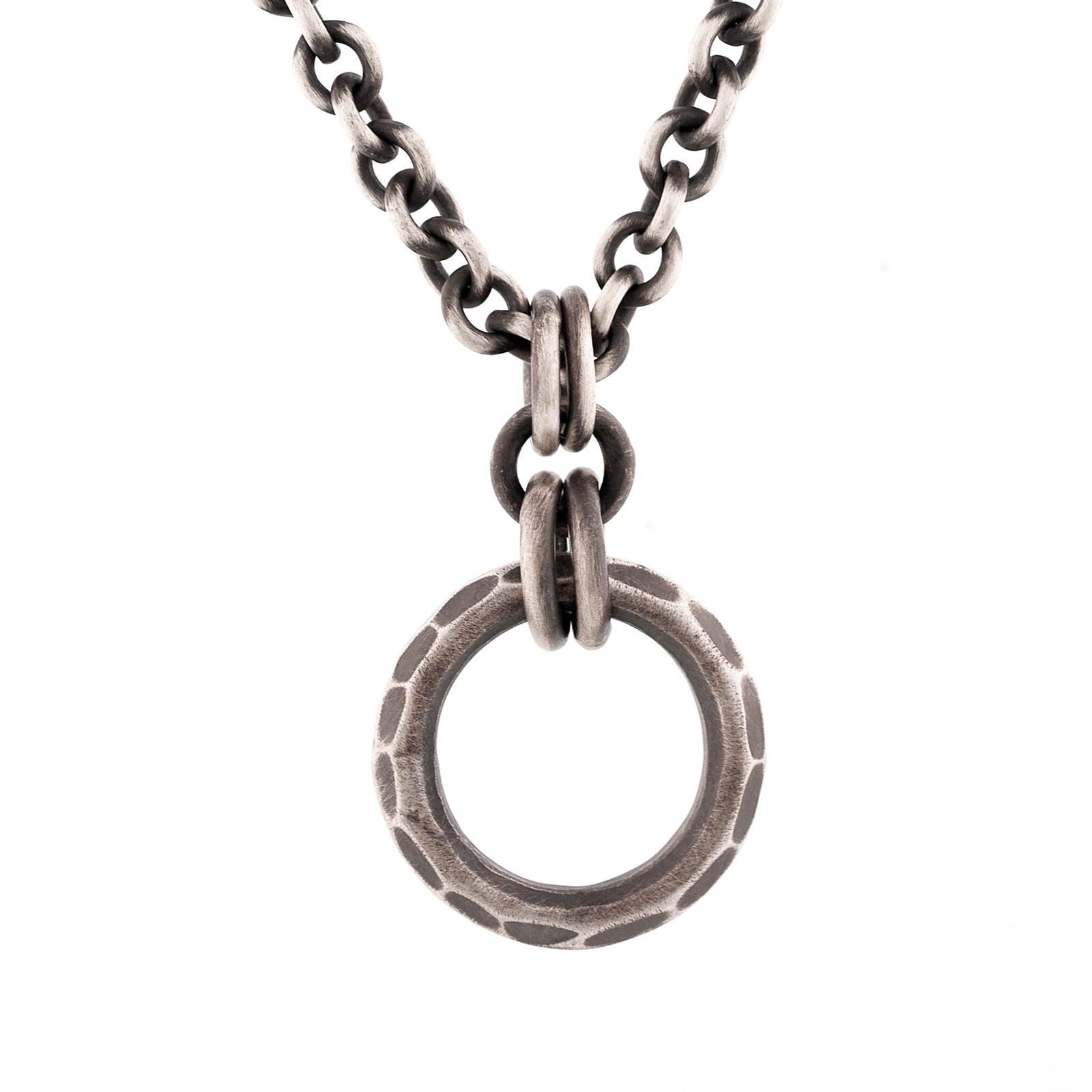 Forged Silver Circle Pendant