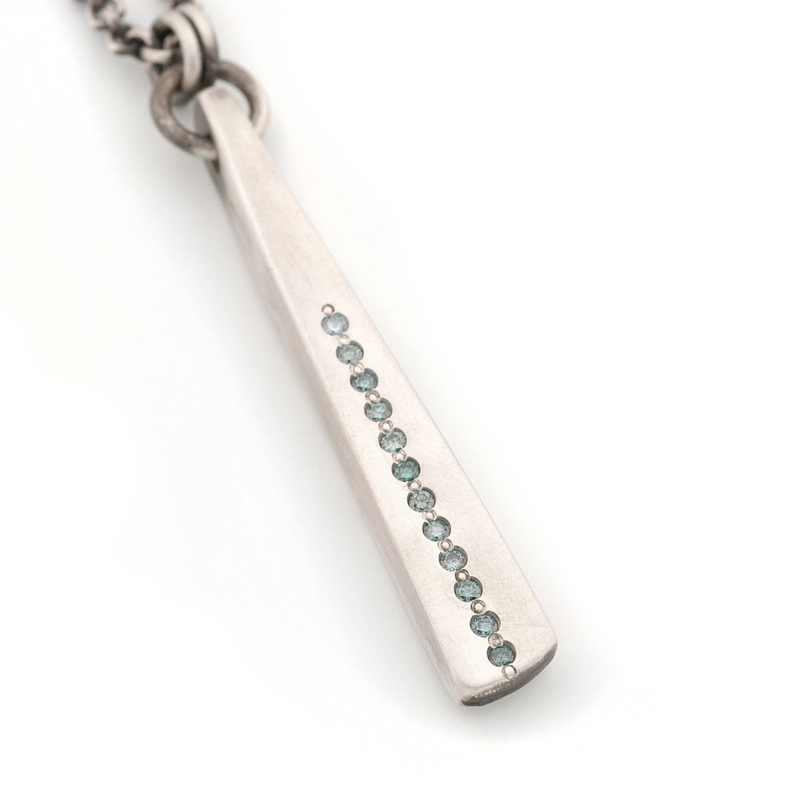 Long Blue Diamond Stick Pendant