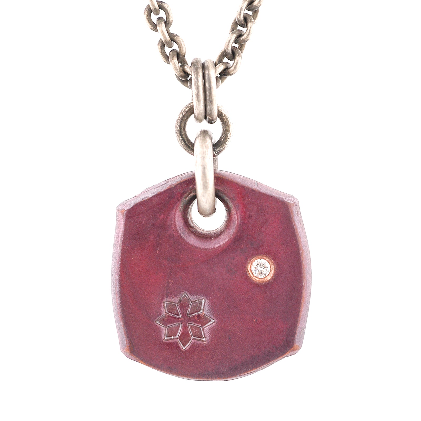 Forged Copper Pendant with Ideal Cut Diamond