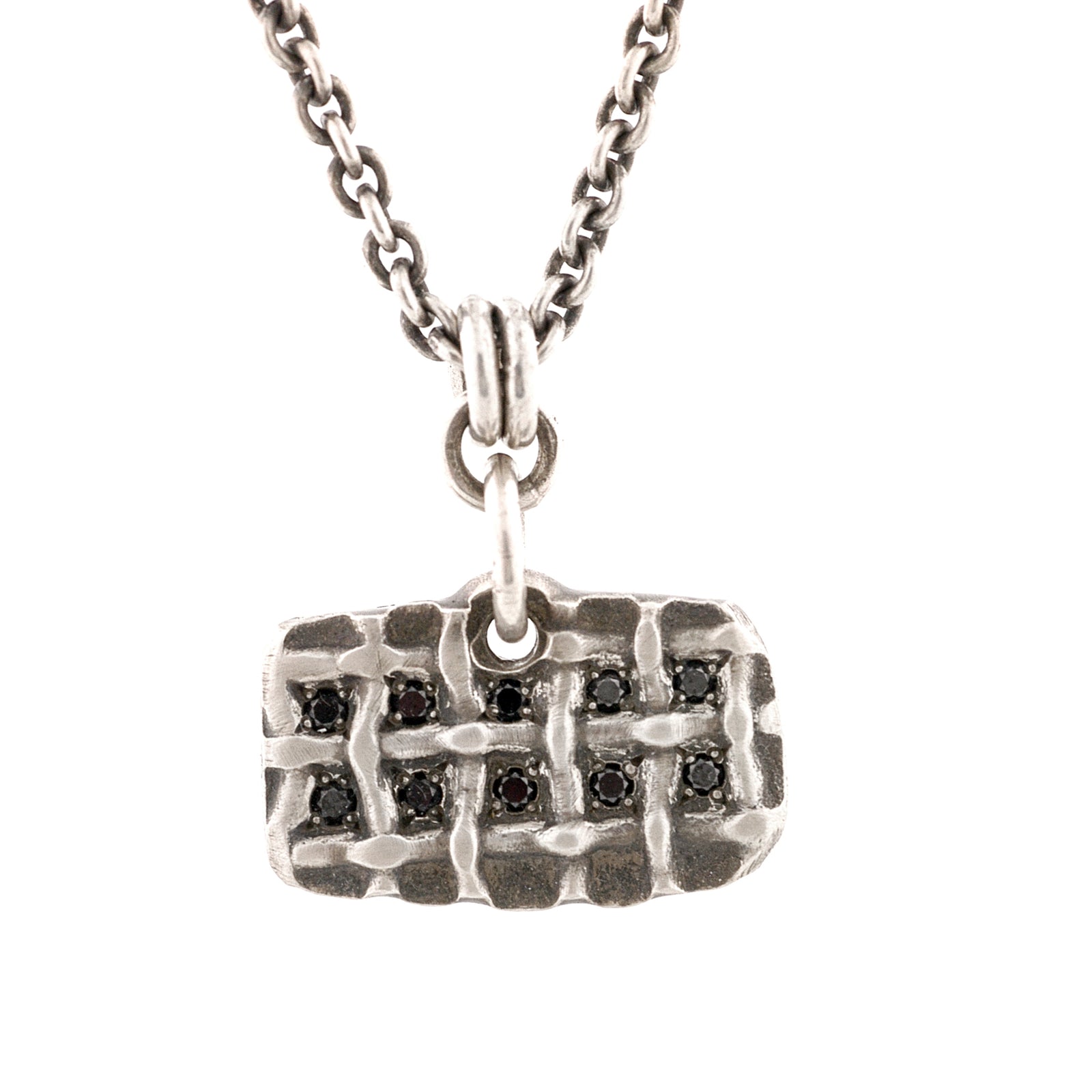 Forged Grate Pendant with Black Diamonds
