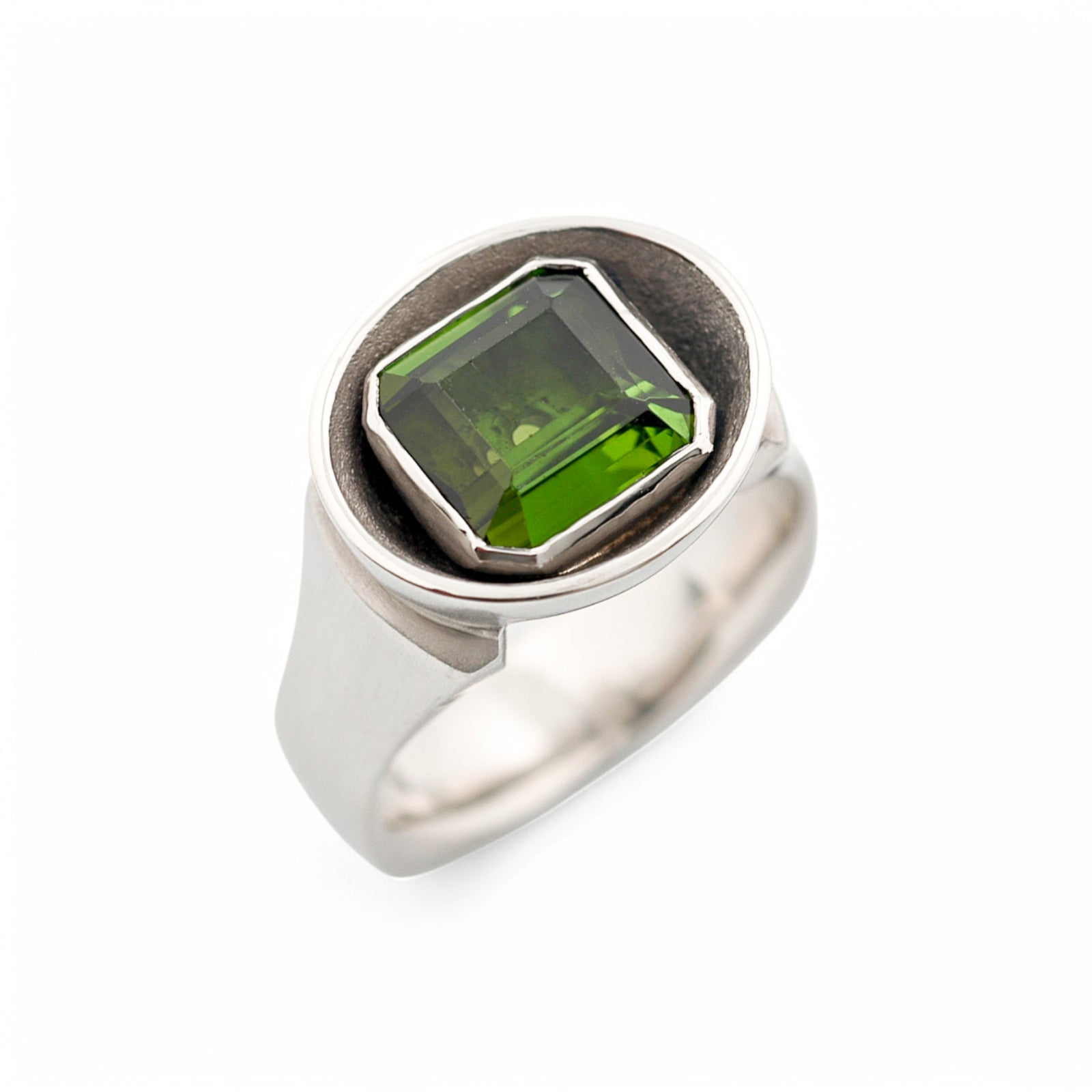 Palladium Ring with Green Tourmaline