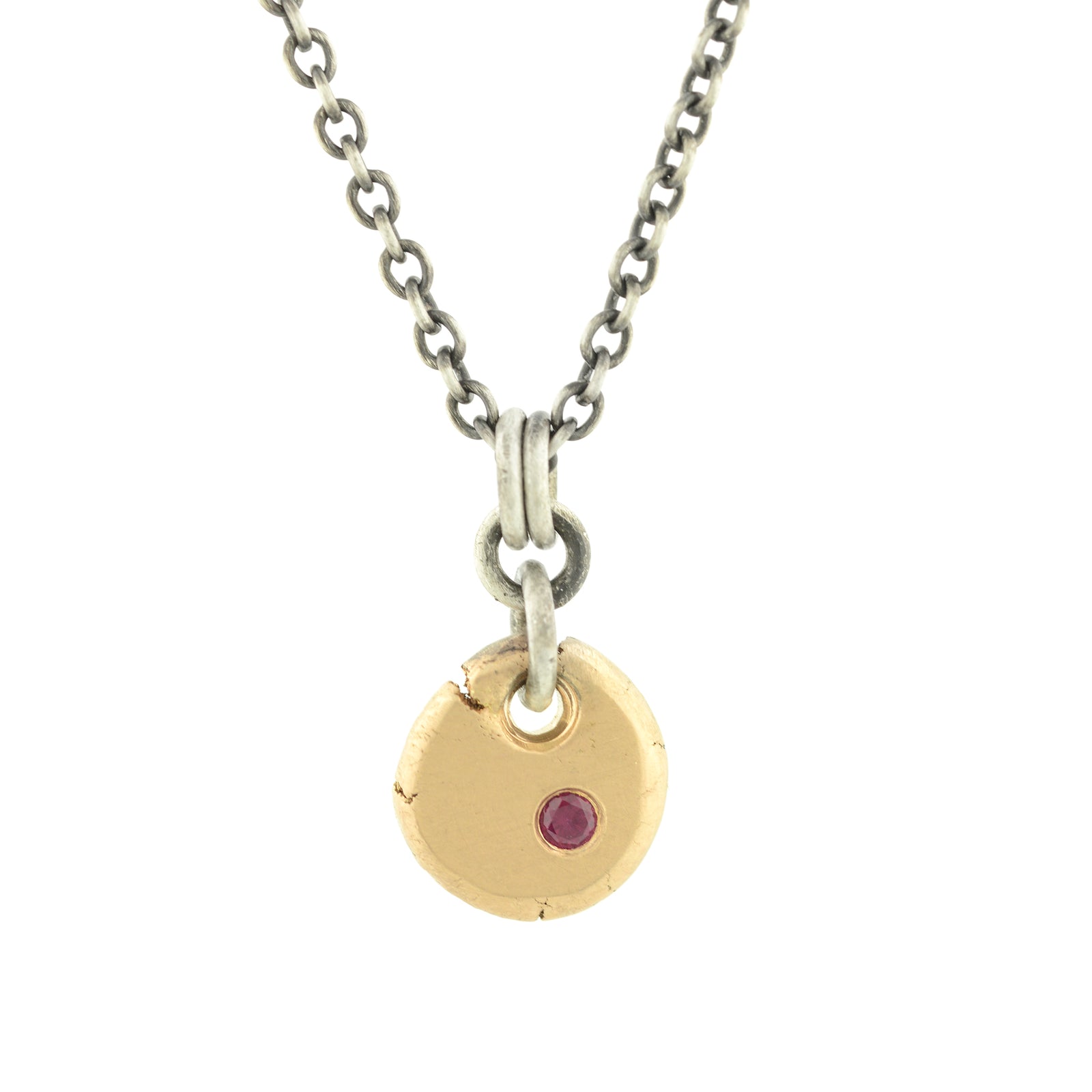Gold Drop Pendant with Ruby