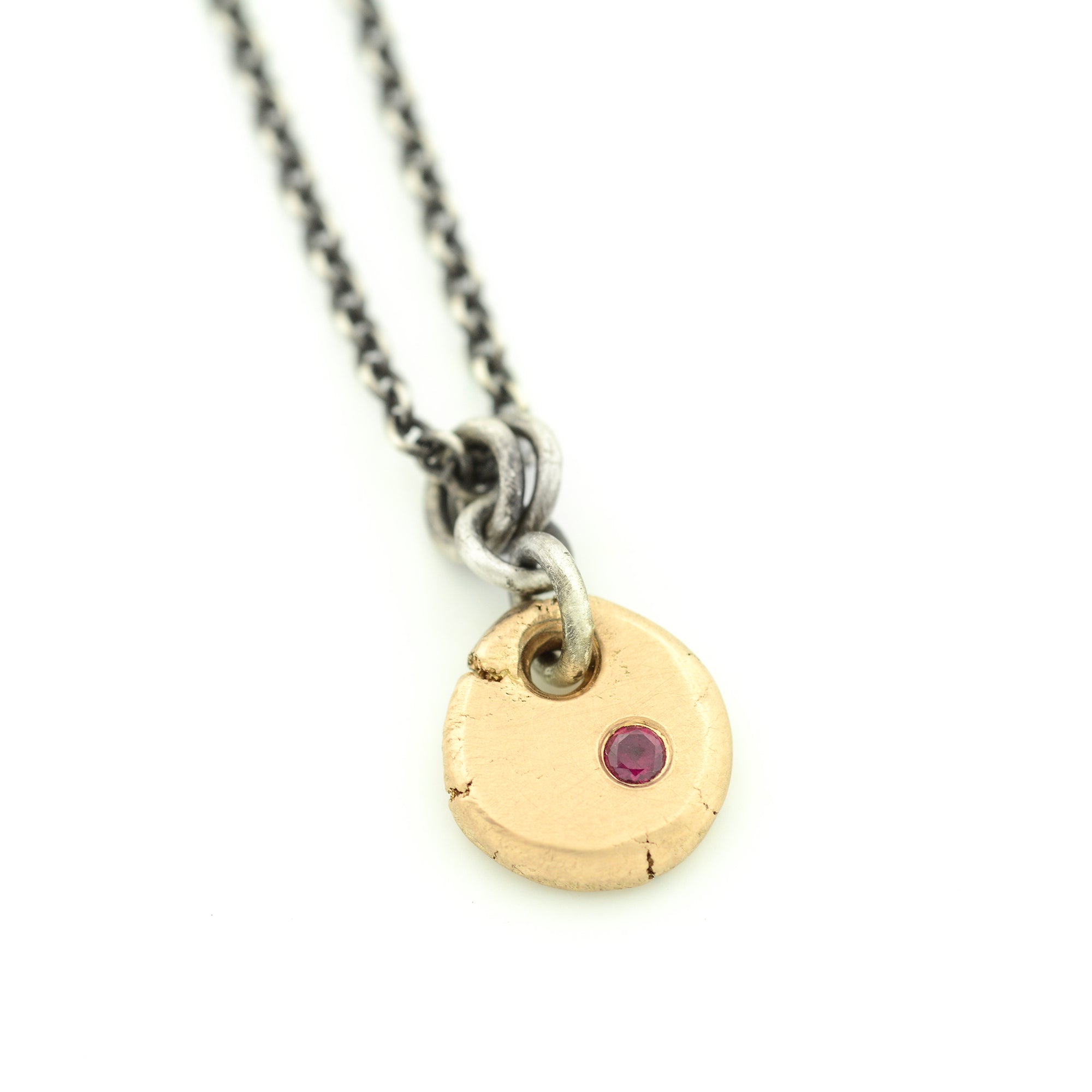 Gold Drop Pendant with Ruby