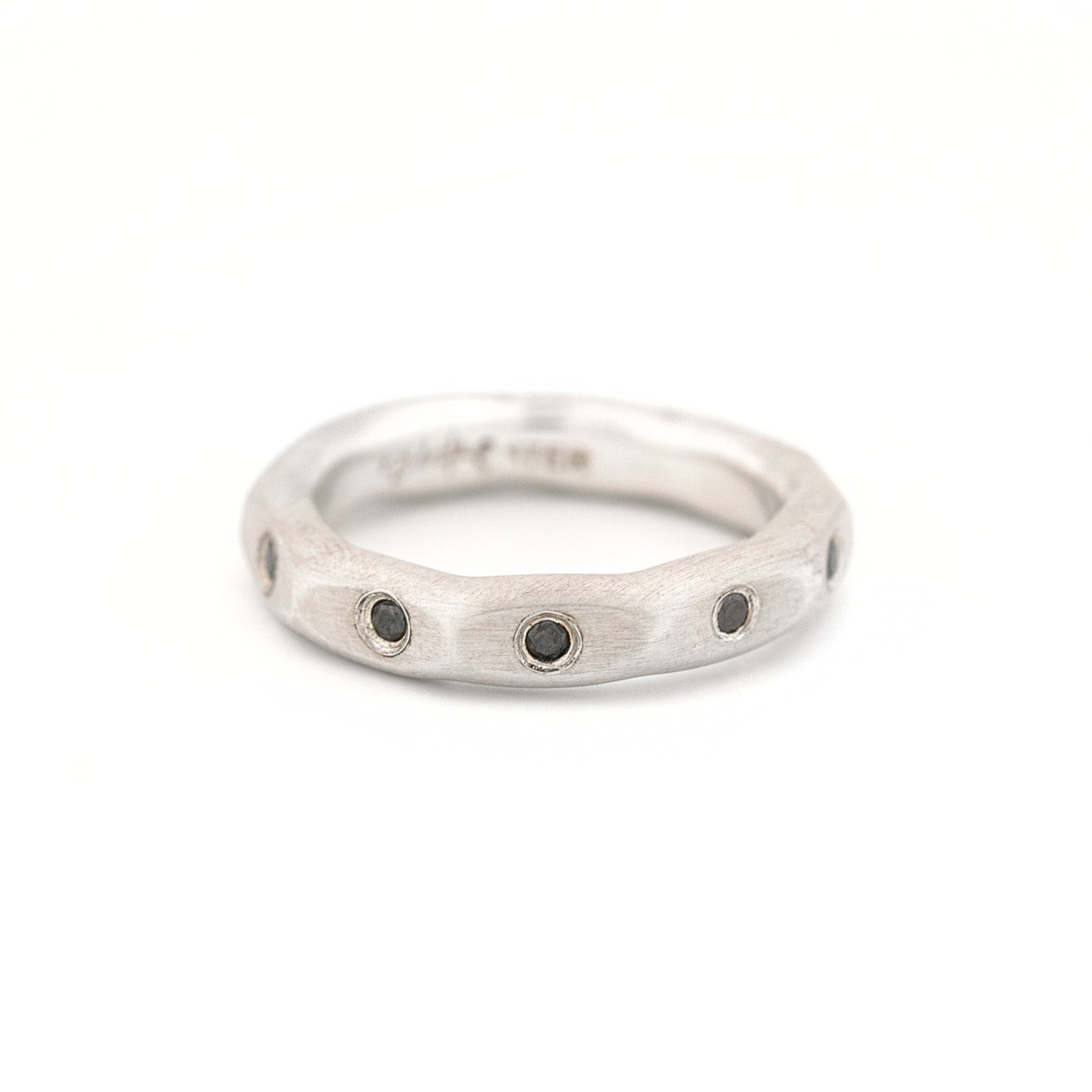 Sterling Stacking Ring with Black Diamonds